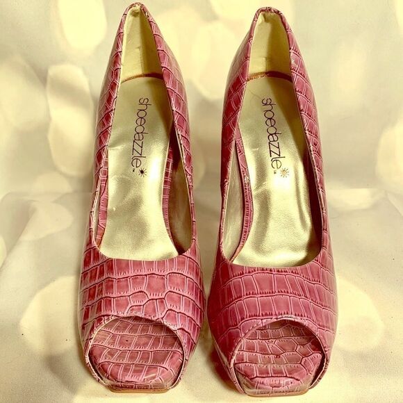 PURPLE PEEP TOE by SHOEDAZZLE 5” HEEL S-7.5 - Picture 1 of 4